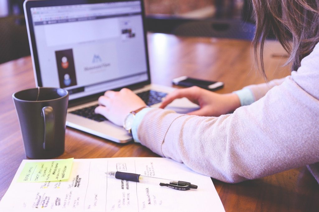 Woman using a laptop