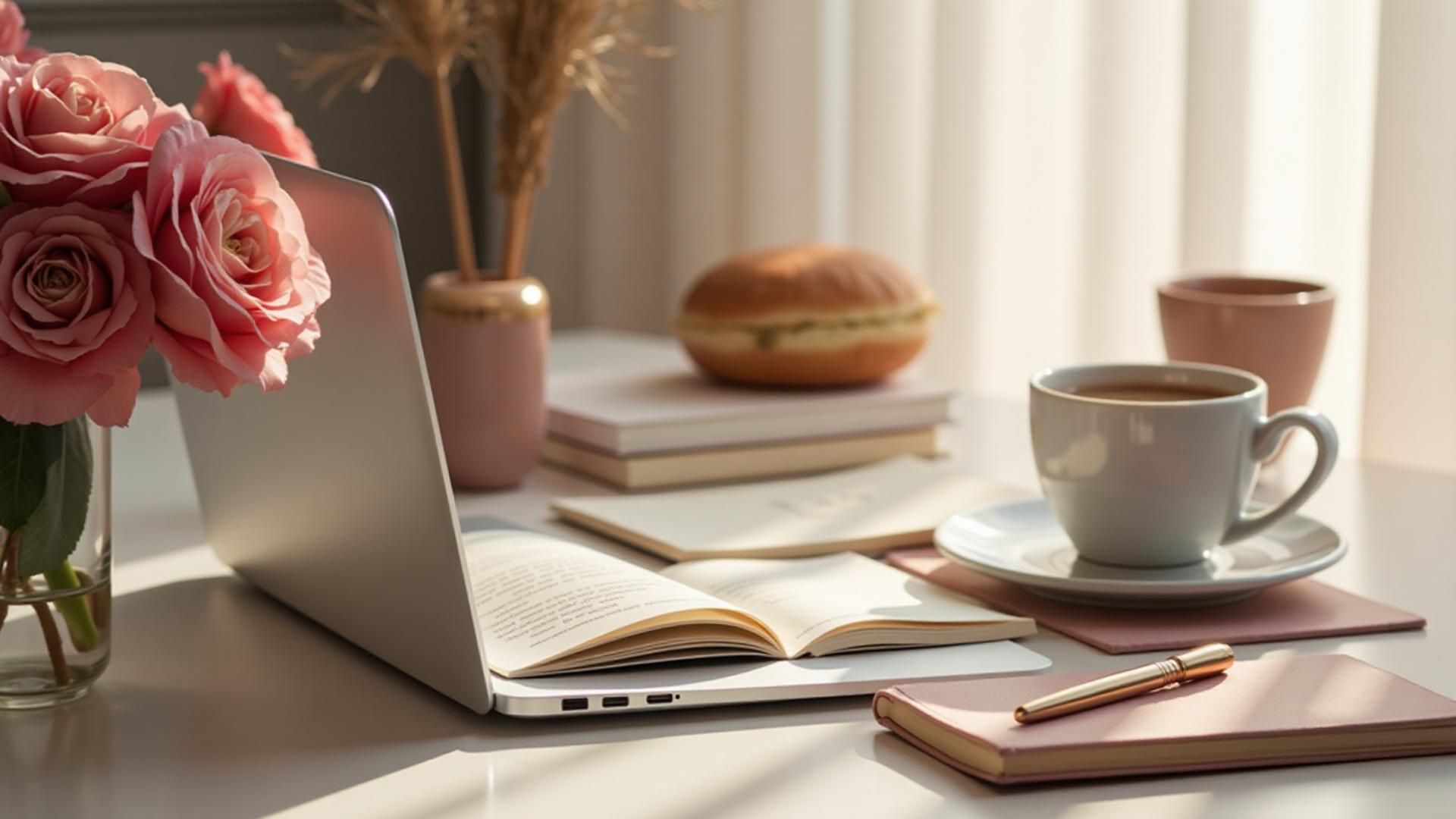Open book on a laptop keyboard, representing content writing services